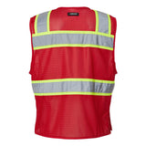 B150-156 Kishigo EV Series® Enhanced Visibility 3 Pocket Mesh Vest Red/ Lime - B153