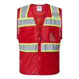 B150-156 Kishigo EV Series® Enhanced Visibility 3 Pocket Mesh Vest Red/ Lime - B153