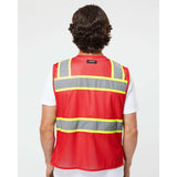 B150-156 Kishigo EV Series® Enhanced Visibility 3 Pocket Mesh Vest Red/ Lime - B153