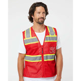 B150-156 Kishigo EV Series® Enhanced Visibility 3 Pocket Mesh Vest Red/ Lime - B153