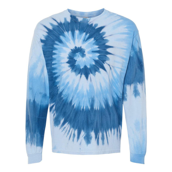 240MS Dyenomite Multi-Color Spiral Tie-Dyed Long Sleeve T-Shirt Moonbeam