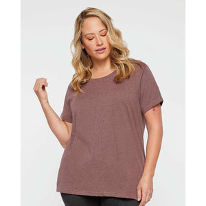 3816 LAT Curvy Collection Women's Fine Jersey Tee Sangria Blackout