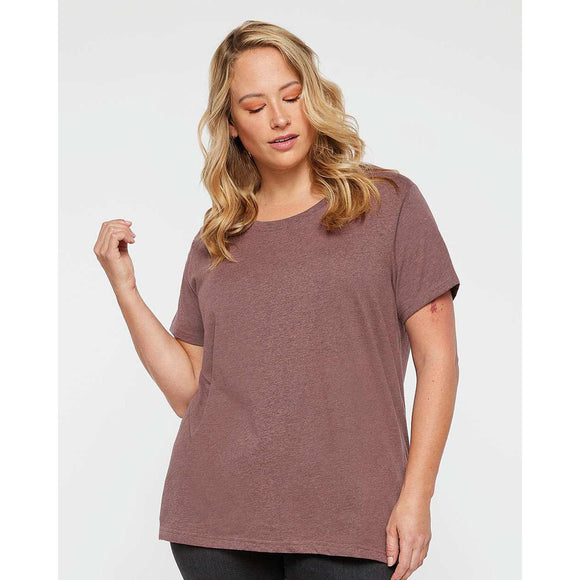 3816 LAT Curvy Collection Women's Fine Jersey Tee Sangria Blackout