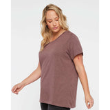 3816 LAT Curvy Collection Women's Fine Jersey Tee Sangria Blackout