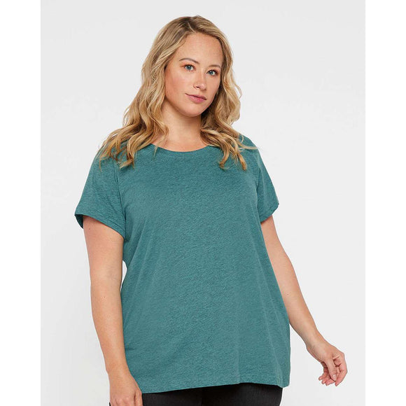 3816 LAT Curvy Collection Women's Fine Jersey Tee Surf Blackout