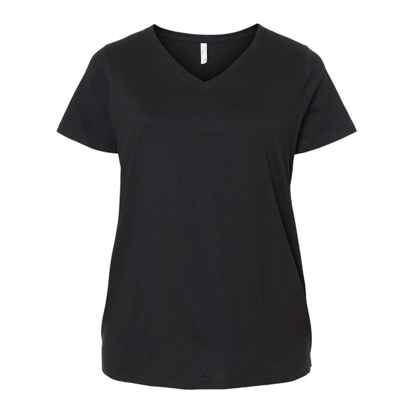 3817 LAT Curvy Collection Women's Fine Jersey V-Neck Tee Blended Black