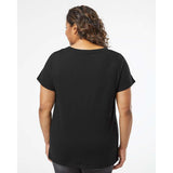 3817 LAT Curvy Collection Women's Fine Jersey V-Neck Tee Blended Black