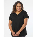 3817 LAT Curvy Collection Women's Fine Jersey V-Neck Tee Blended Black