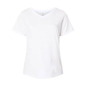 3817 LAT Curvy Collection Women's Fine Jersey V-Neck Tee Blended White