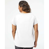 3817 LAT Curvy Collection Women's Fine Jersey V-Neck Tee Blended White