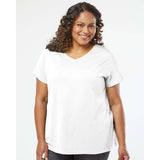 3817 LAT Curvy Collection Women's Fine Jersey V-Neck Tee Blended White