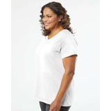 3817 LAT Curvy Collection Women's Fine Jersey V-Neck Tee Blended White