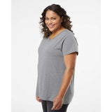 3817 LAT Curvy Collection Women's Fine Jersey V-Neck Tee Granite Heather