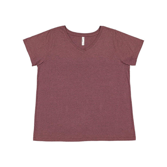 3817 LAT Curvy Collection Women's Fine Jersey V-Neck Tee Sangria Blackout