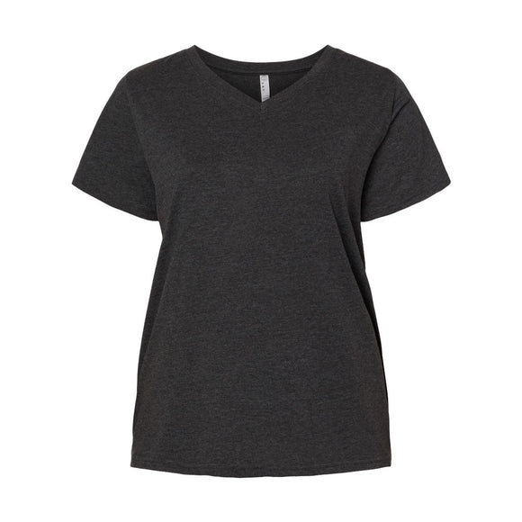 3817 LAT Curvy Collection Women's Fine Jersey V-Neck Tee Vintage Smoke