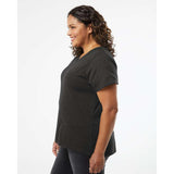 3817 LAT Curvy Collection Women's Fine Jersey V-Neck Tee Vintage Smoke