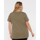 3816 LAT Curvy Collection Women's Fine Jersey Tee Vintage Military Green