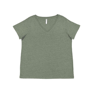 3817 LAT Curvy Collection Women's Fine Jersey V-Neck Tee Bamboo Blackout