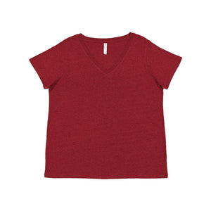 3817 LAT Curvy Collection Women's Fine Jersey V-Neck Tee Cardinal Blackout