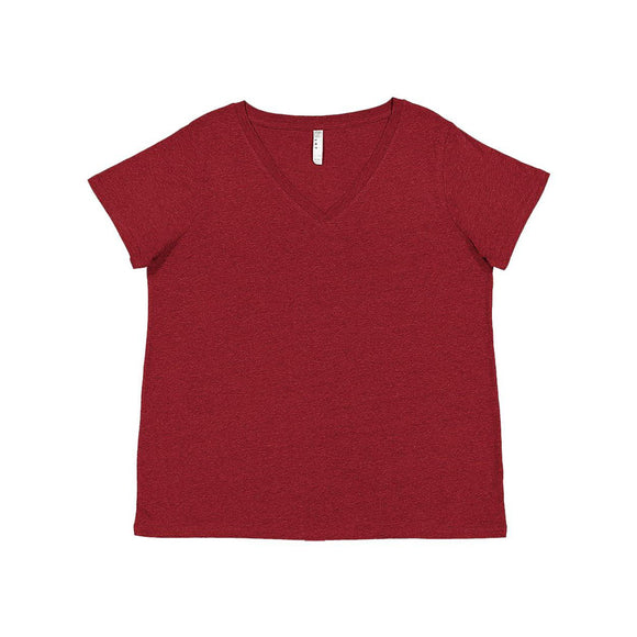 3817 LAT Curvy Collection Women's Fine Jersey V-Neck Tee Cardinal Blackout