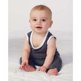 4492 Rabbit Skins Infant Harborside Mélange Tank Romper Navy Melange