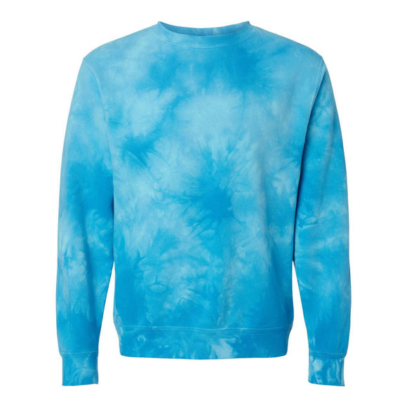 PRM3500TD Independent Trading Co. Midweight Tie-Dyed Sweatshirt Tie Dye Aqua Blue