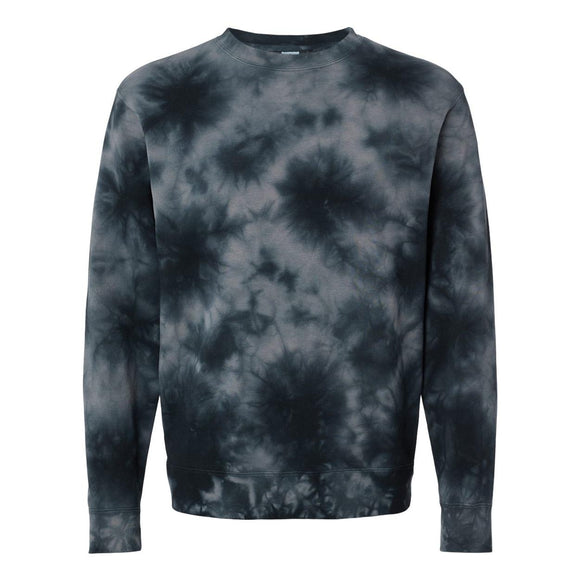 PRM3500TD Independent Trading Co. Midweight Tie-Dyed Sweatshirt Tie Dye Black