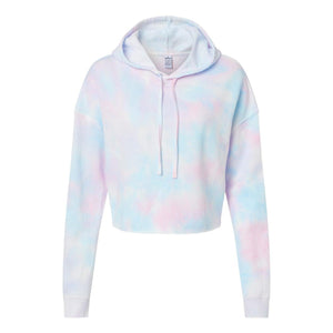 AFX64CRP Independent Trading Co. Women’s Lightweight Crop Hooded Sweatshirt Tie Dye Cotton Candy