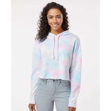 AFX64CRP Independent Trading Co. Women’s Lightweight Crop Hooded Sweatshirt Tie Dye Cotton Candy