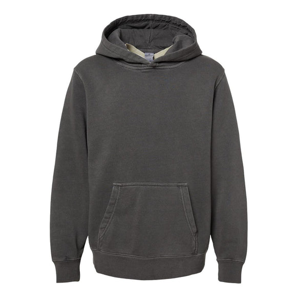 PRM1500Y Independent Trading Co. Youth Midweight Pigment-Dyed Hooded Sweatshirt Pigment Black