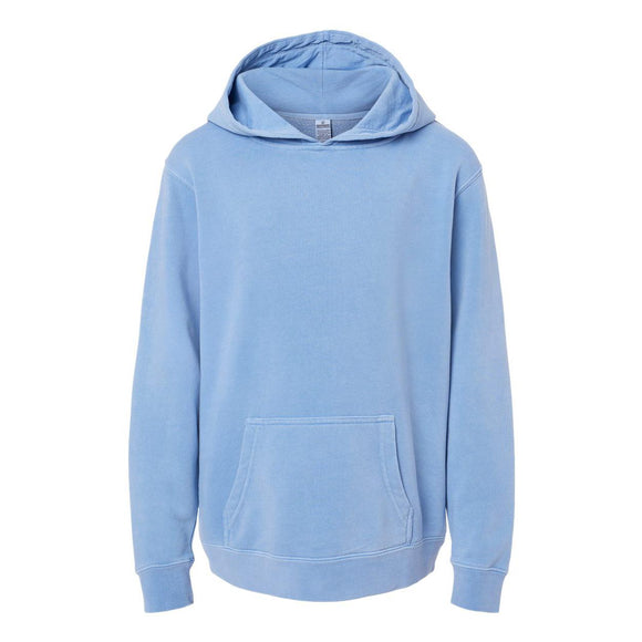 PRM1500Y Independent Trading Co. Youth Midweight Pigment-Dyed Hooded Sweatshirt Pigment Light Blue