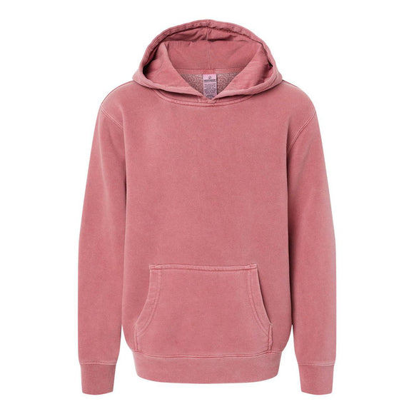 PRM1500Y Independent Trading Co. Youth Midweight Pigment-Dyed Hooded Sweatshirt Pigment Maroon