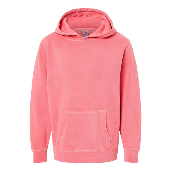 PRM1500Y Independent Trading Co. Youth Midweight Pigment-Dyed Hooded Sweatshirt Pigment Pink