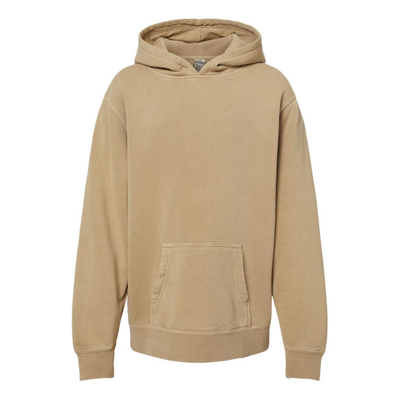 PRM1500Y Independent Trading Co. Youth Midweight Pigment-Dyed Hooded Sweatshirt Pigment Sandstone