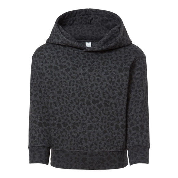 3326 Rabbit Skins Toddler Pullover Fleece Hoodie Black Leopard