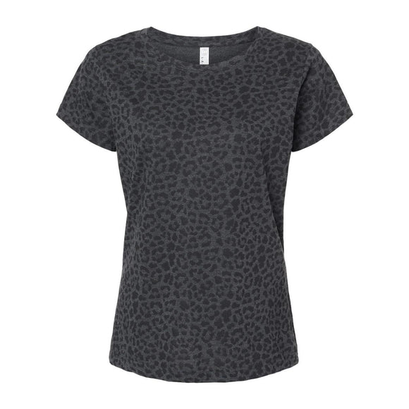 3516 LAT Women's Fine Jersey Tee Black Leopard