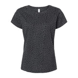 3516 LAT Women's Fine Jersey Tee Black Leopard