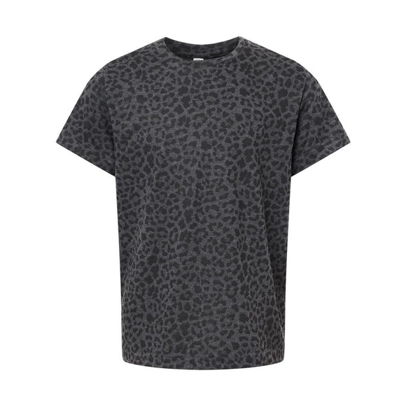 6101 LAT Youth Fine Jersey Tee Black Leopard