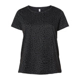 3816 LAT Curvy Collection Women's Fine Jersey Tee Black Leopard