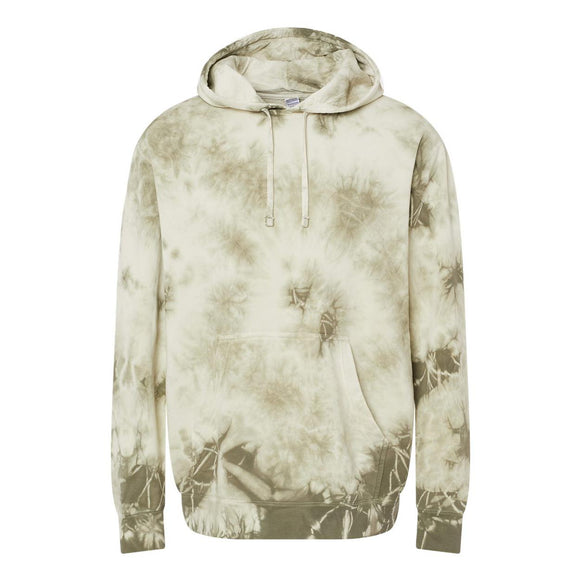 PRM4500TD Independent Trading Co. Midweight Tie-Dyed Hooded Sweatshirt Tie Dye Olive