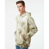 PRM4500TD Independent Trading Co. Midweight Tie-Dyed Hooded Sweatshirt Tie Dye Olive