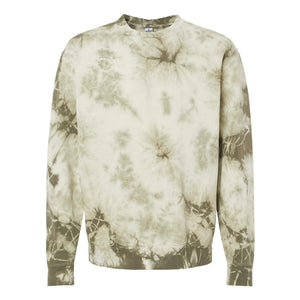 PRM3500TD Independent Trading Co. Midweight Tie-Dyed Sweatshirt Tie Dye Olive