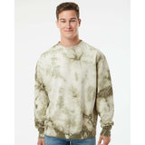 PRM3500TD Independent Trading Co. Midweight Tie-Dyed Sweatshirt Tie Dye Olive